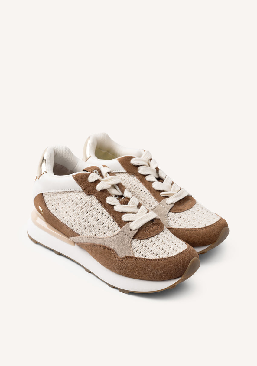 LEATHER AND CROCHET WEDGE SNEAKERS DAPITAN