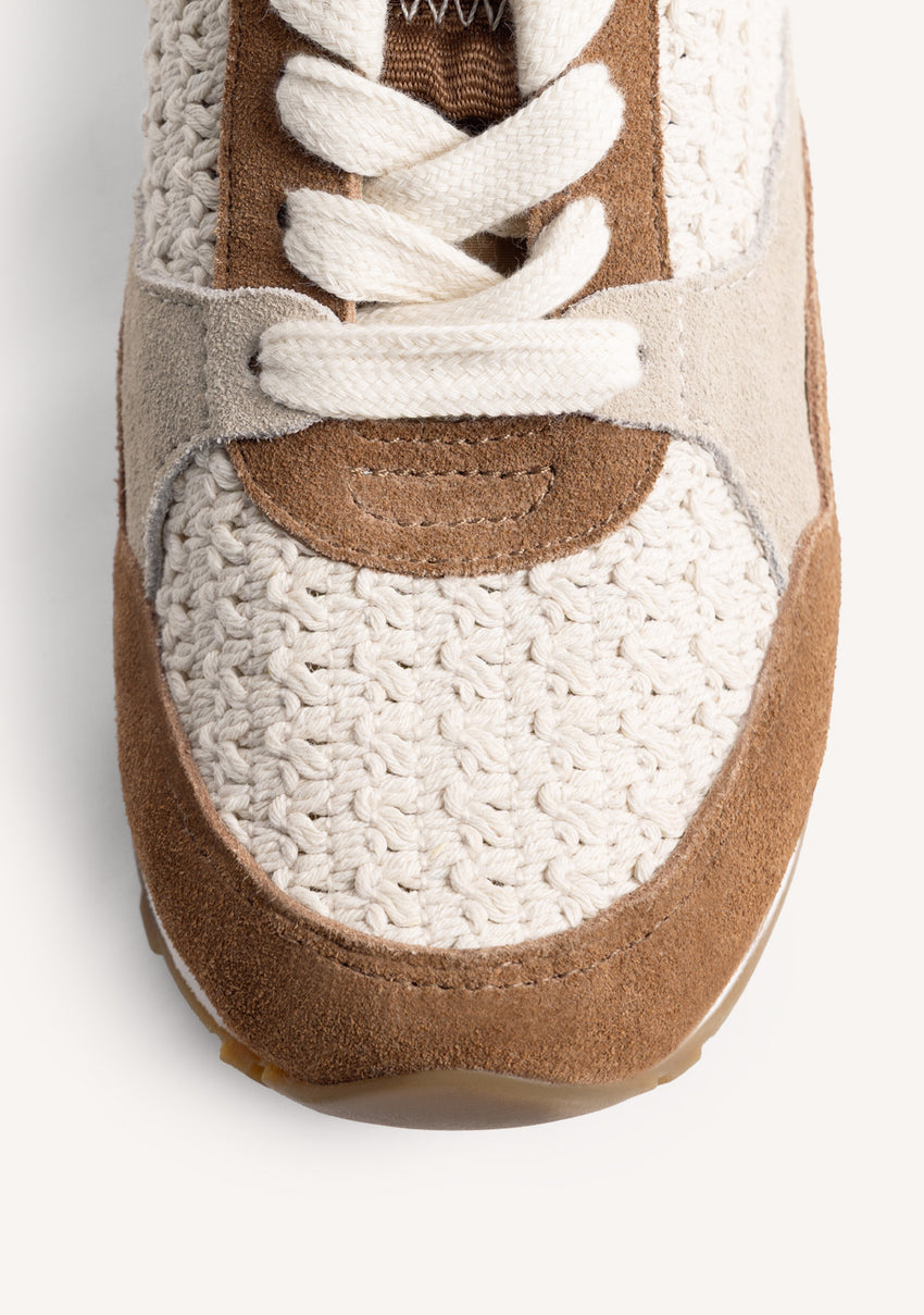 LEATHER AND CROCHET WEDGE SNEAKERS DAPITAN