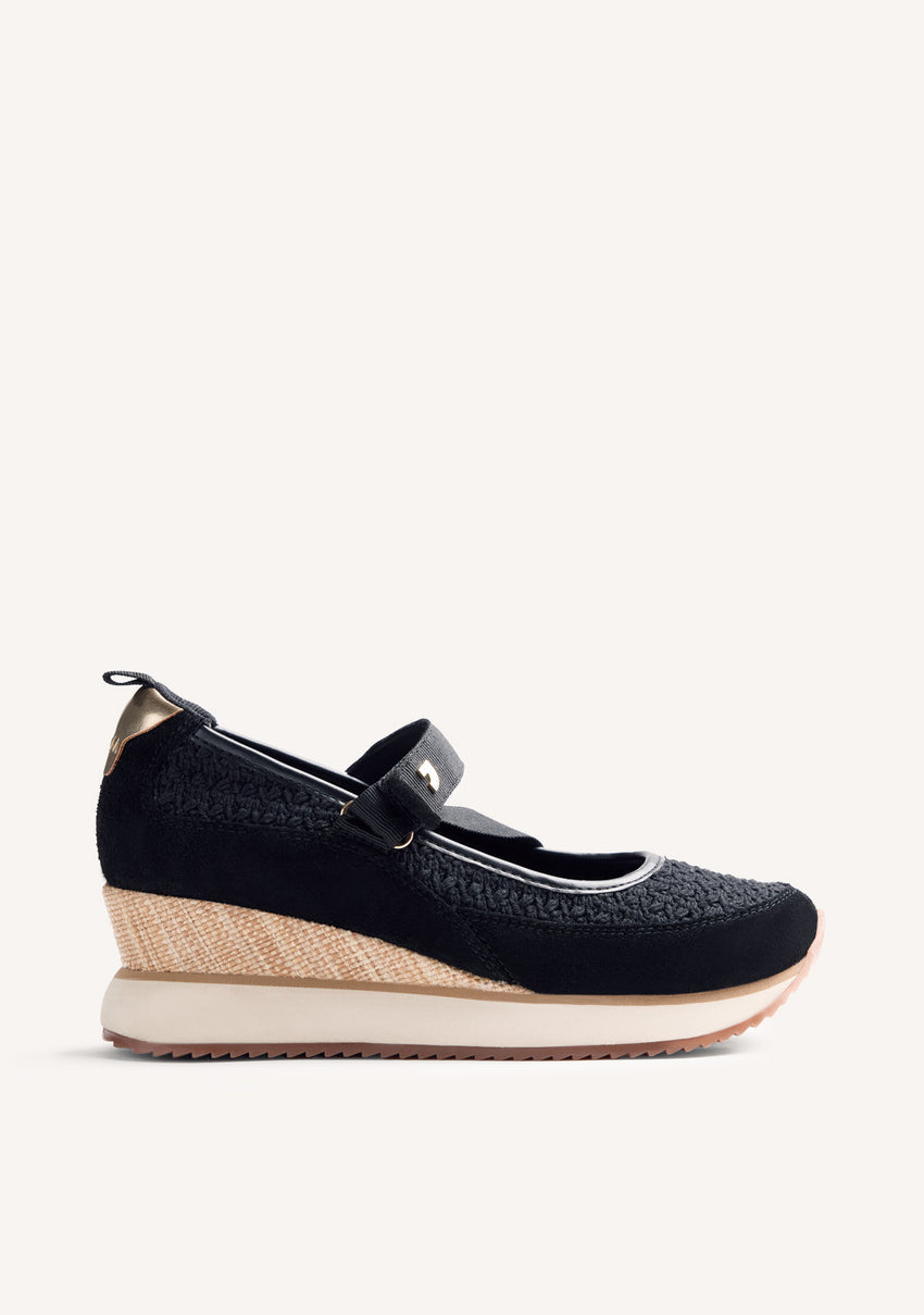 LEATHER AND CROCHET OPEN WEDGE SNEAKERS LIPA