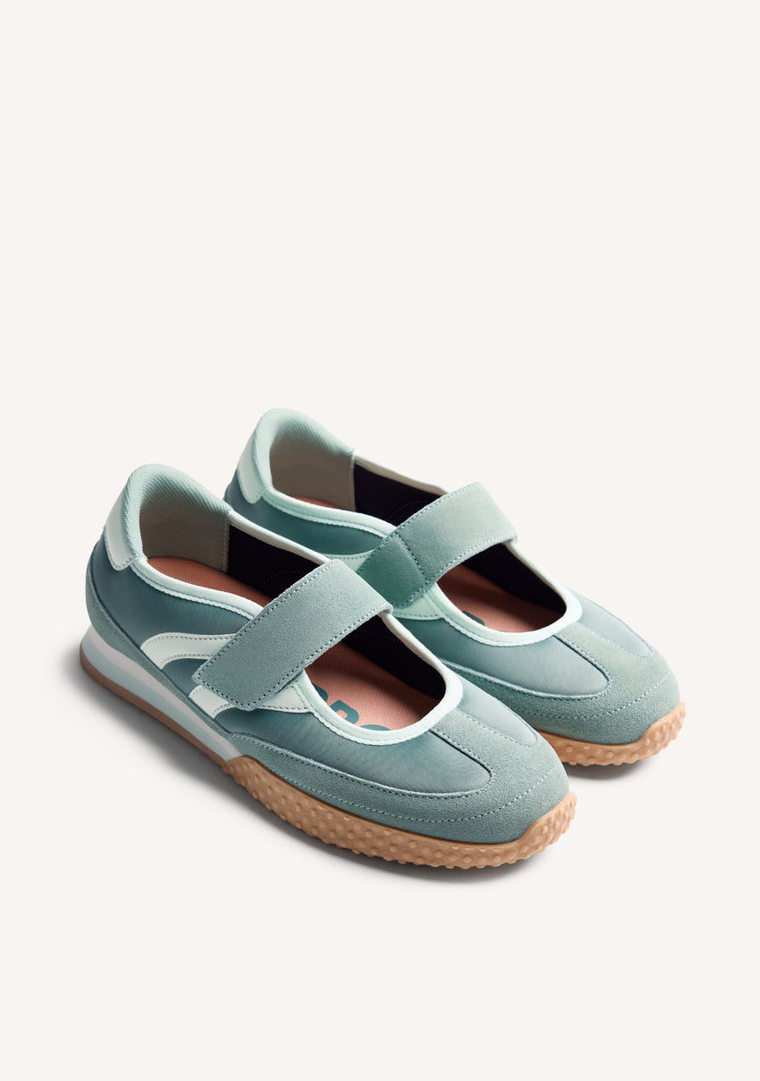 LEATHER AND SATIN SPORTY BALLET FLATS CHADRON
