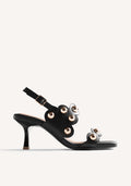 LEATHER STUDDED HEELED SANDALS KAKUMA