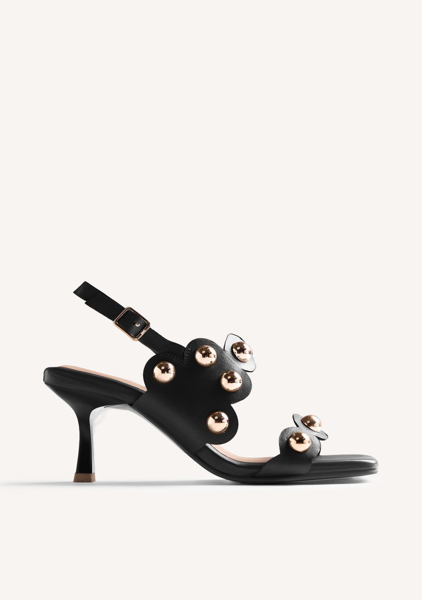 LEATHER STUDDED HEELED SANDALS KAKUMA