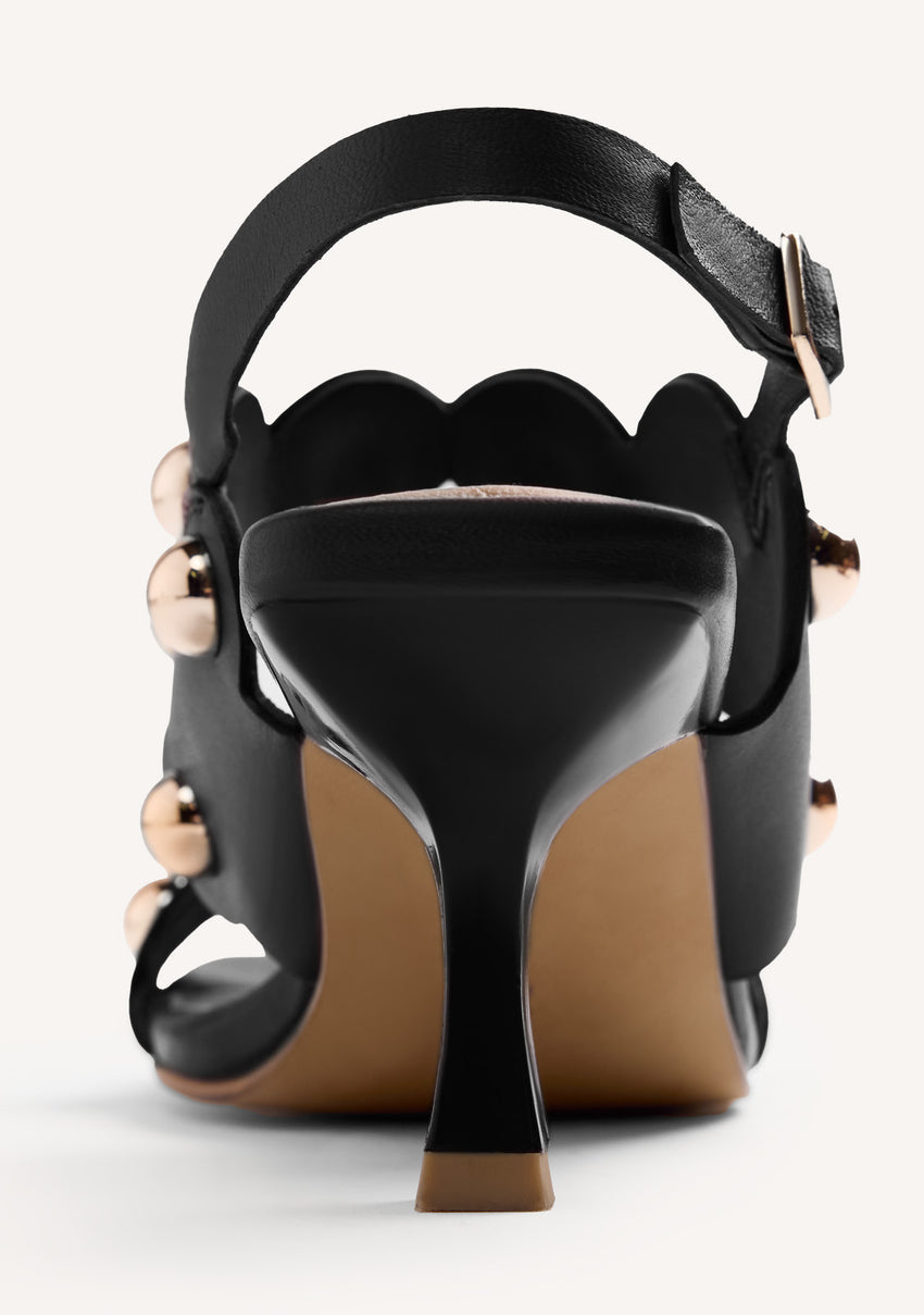 LEATHER STUDDED HEELED SANDALS KAKUMA