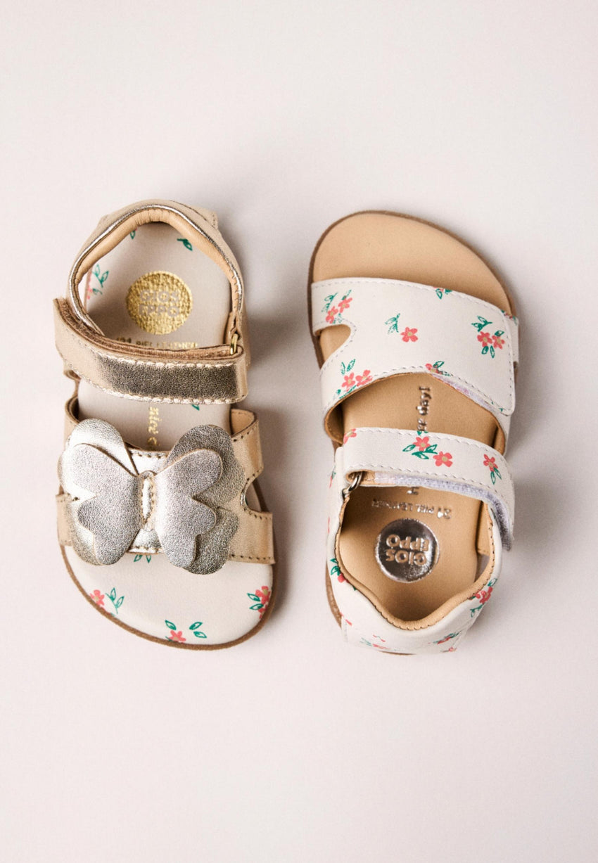 GIOSEPPO BAREFOOT - SHINY LEATHER SANDALS WITH BUTTERFLY NANDI
