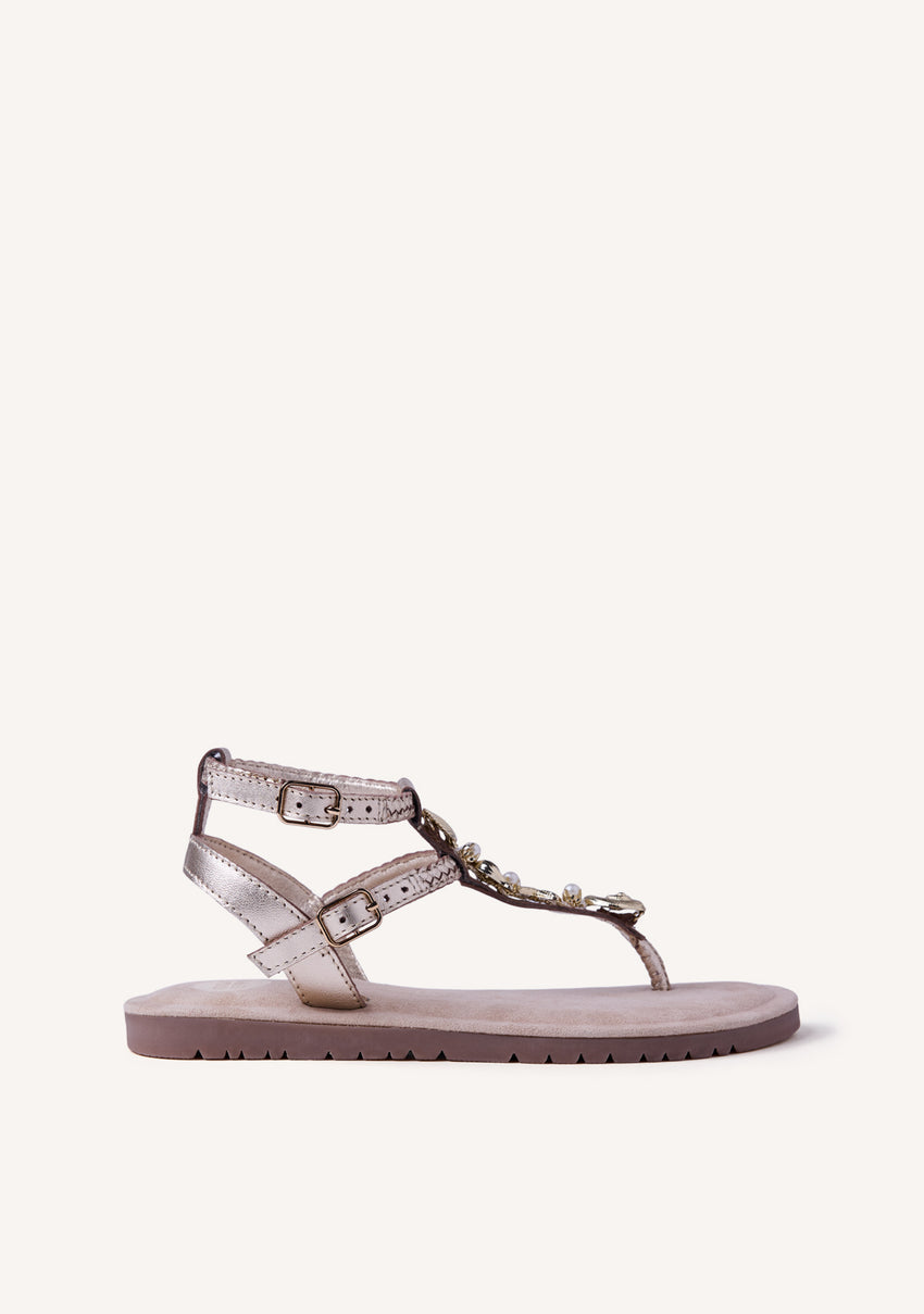 BEADED SHINY LEATHER SANDALS WATAMU