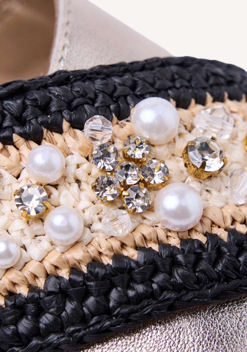 LEATHER AND RAFFIA SANDALS CHARMS BARTO