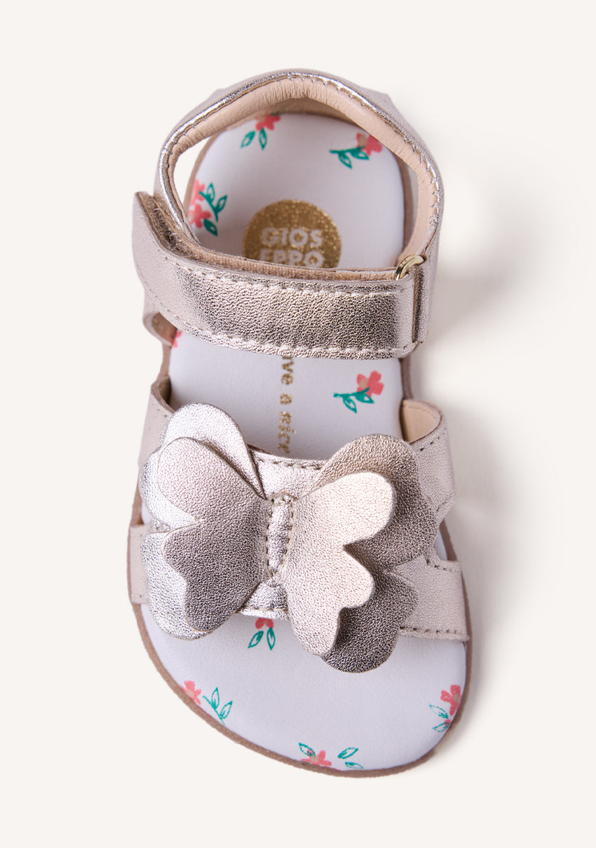 GIOSEPPO BAREFOOT - SHINY LEATHER SANDALS WITH BUTTERFLY NANDI