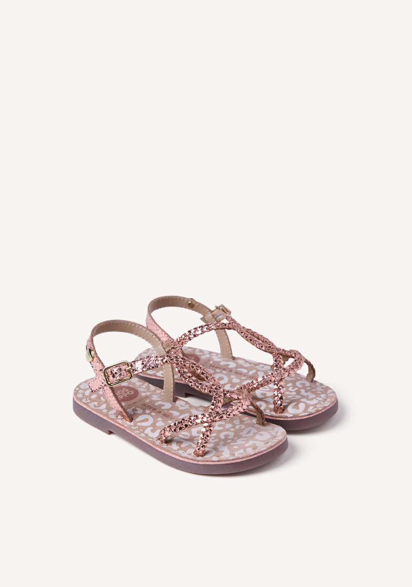 BRAIDED SHINY LEATHER SANDALS BODEN