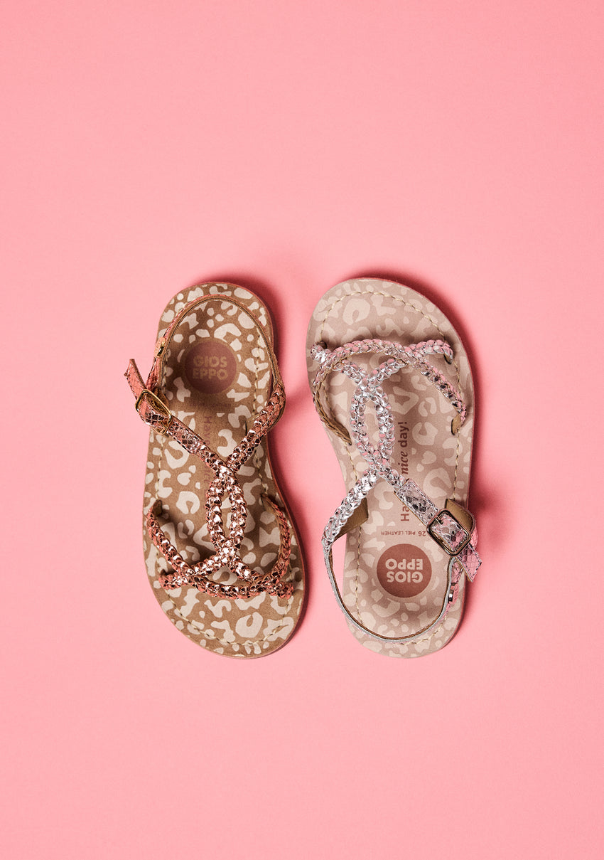 BRAIDED SHINY LEATHER SANDALS BODEN