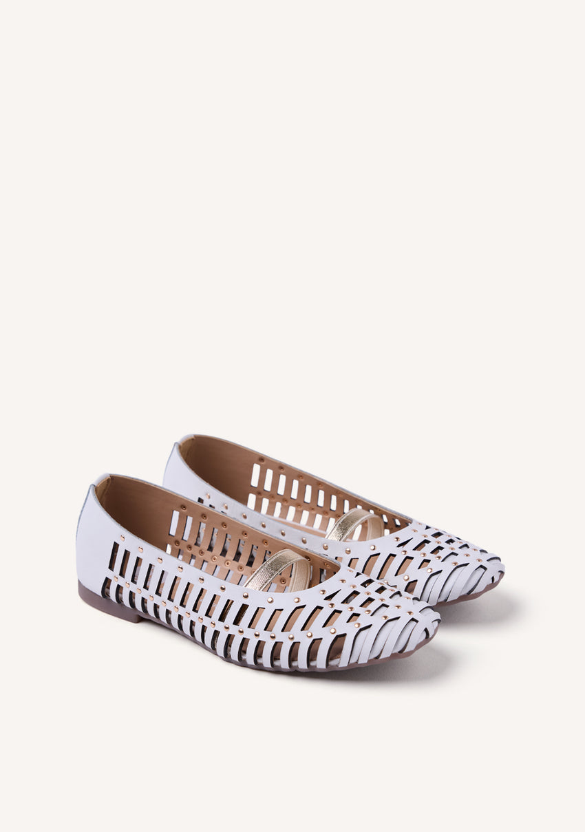 STUDDED LEATHER BALLET FLATS PALAYAN