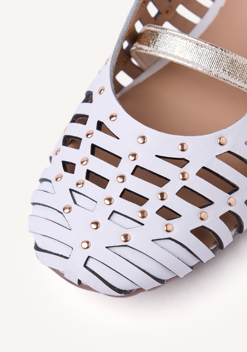 STUDDED LEATHER BALLET FLATS PALAYAN