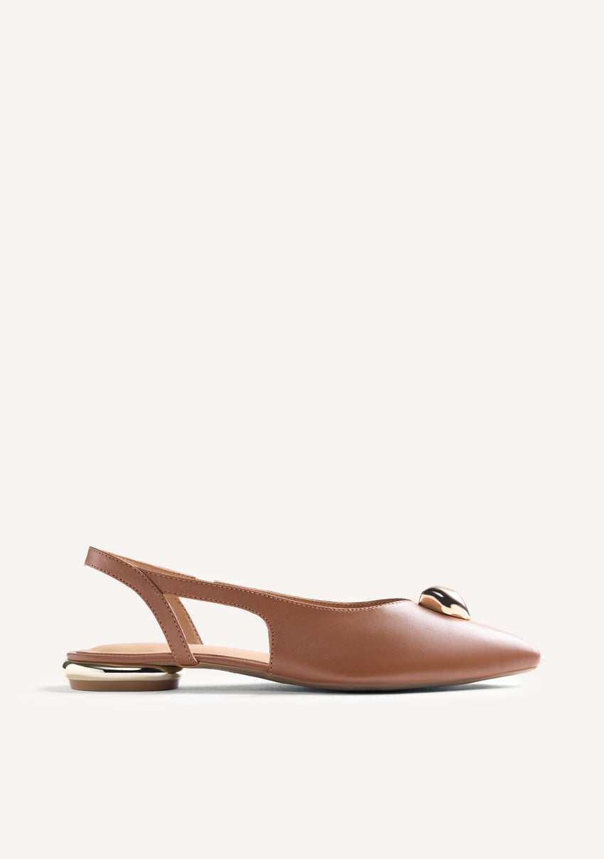 JEWEL LEATHER SLINGBACK BALLET FLATS MUHURU