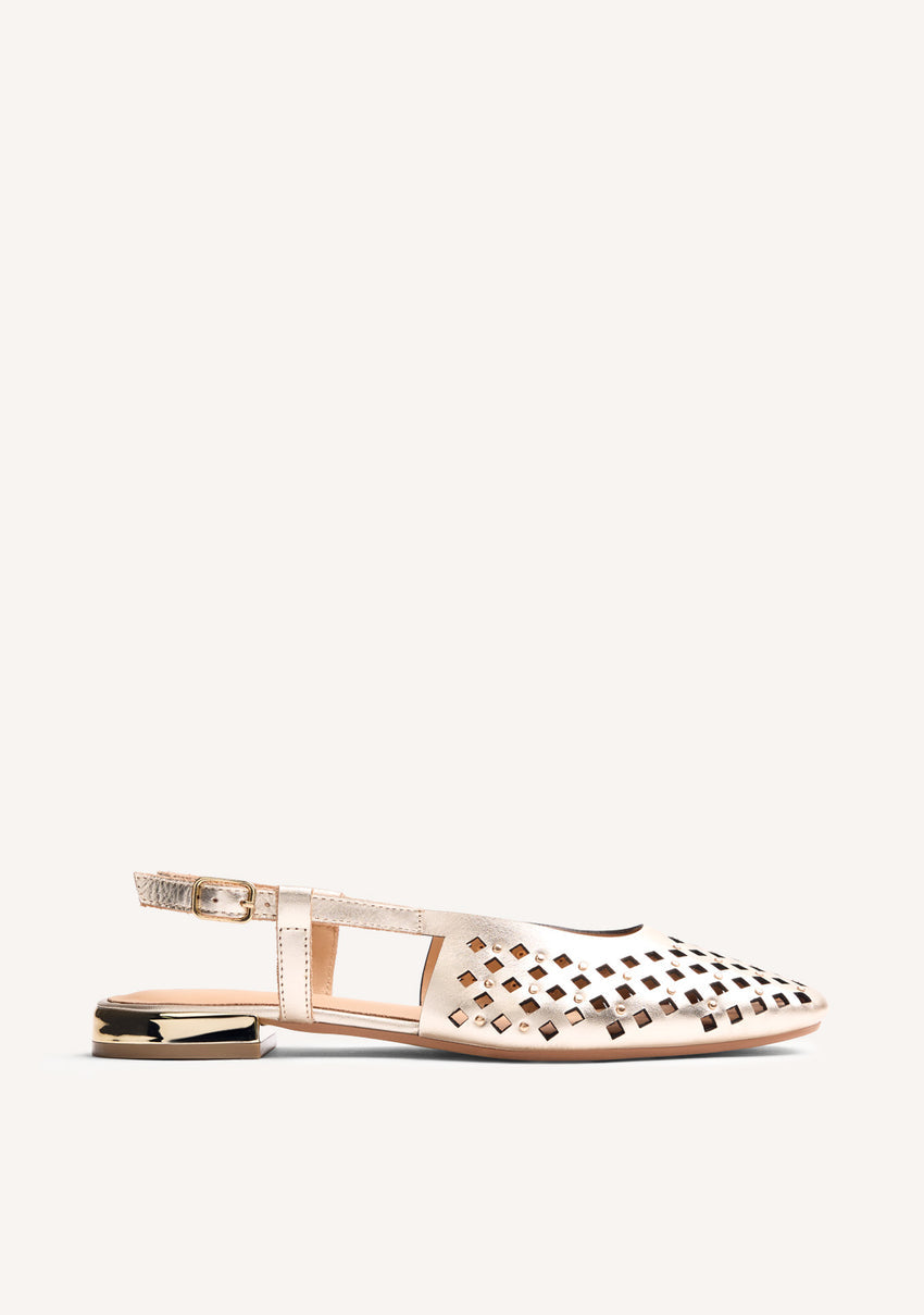 CUT-OUT LEATHER SLINGBACK BALLET FLATS KYAKA