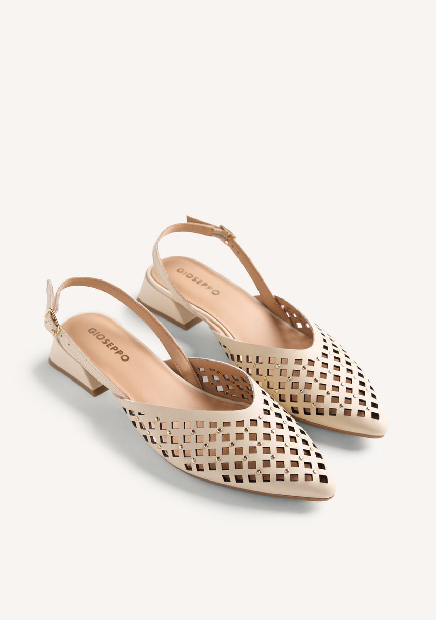 CUT-OUT AND STUDDED LEATHER HEELED SHOES LAGOS