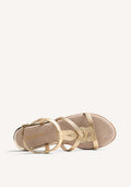 SHINY BRAIDED LEATHER WEDGE SANDALS REDDITCH