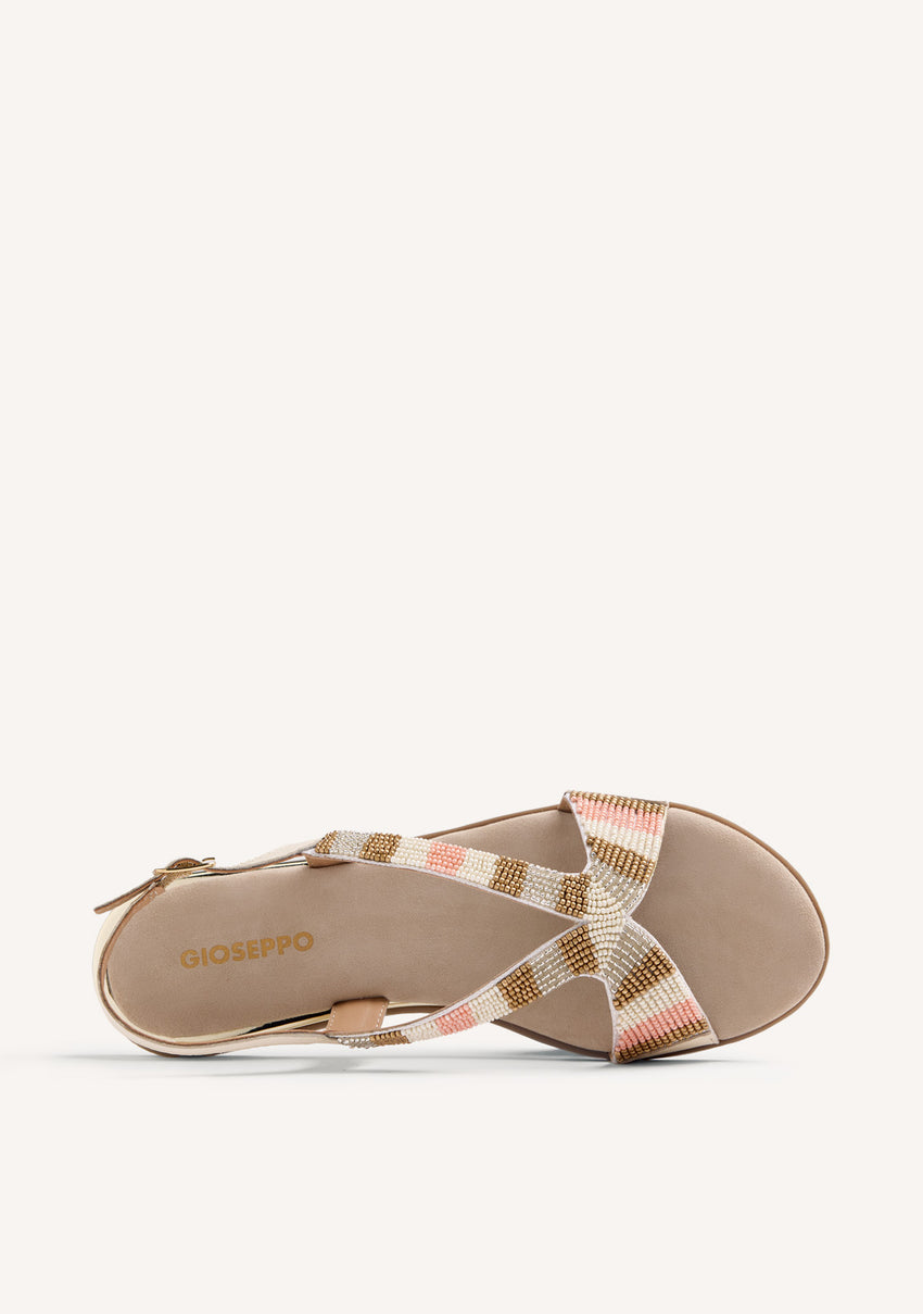 BEADED LEATHER WEDGE SANDALS SCHOEPKE