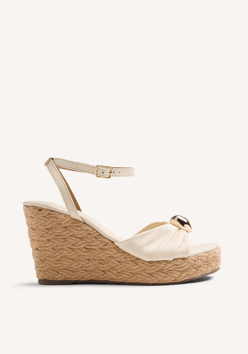 JEWEL LEATHER WEDGE SANDALS SOUDAN