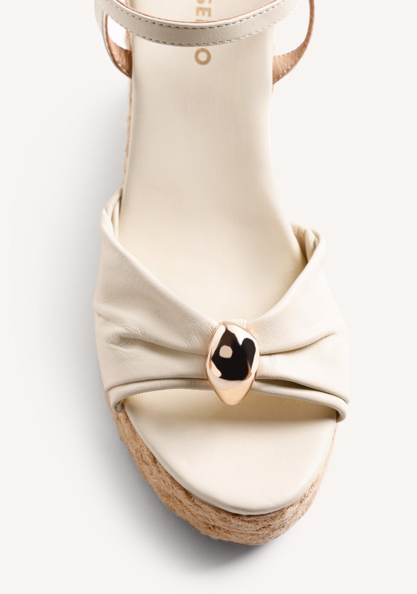 JEWEL LEATHER WEDGE SANDALS SOUDAN