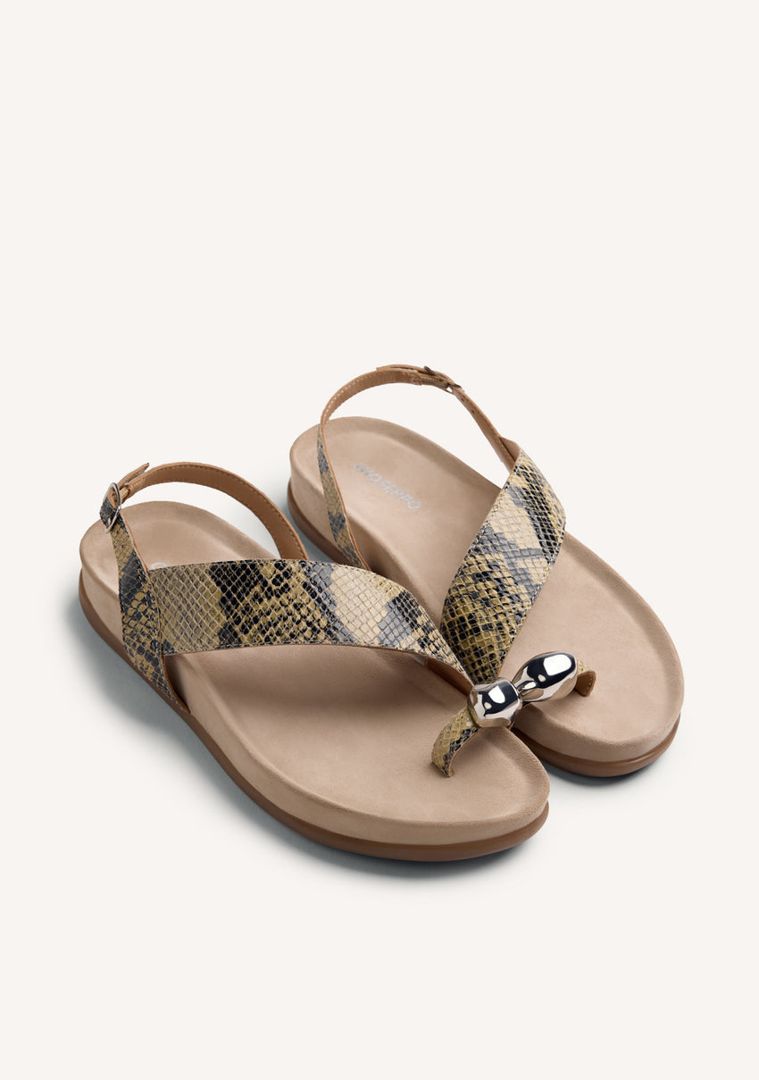 ANIMAL PRINT LEATHER JEWEL SANDALS TANAUAN