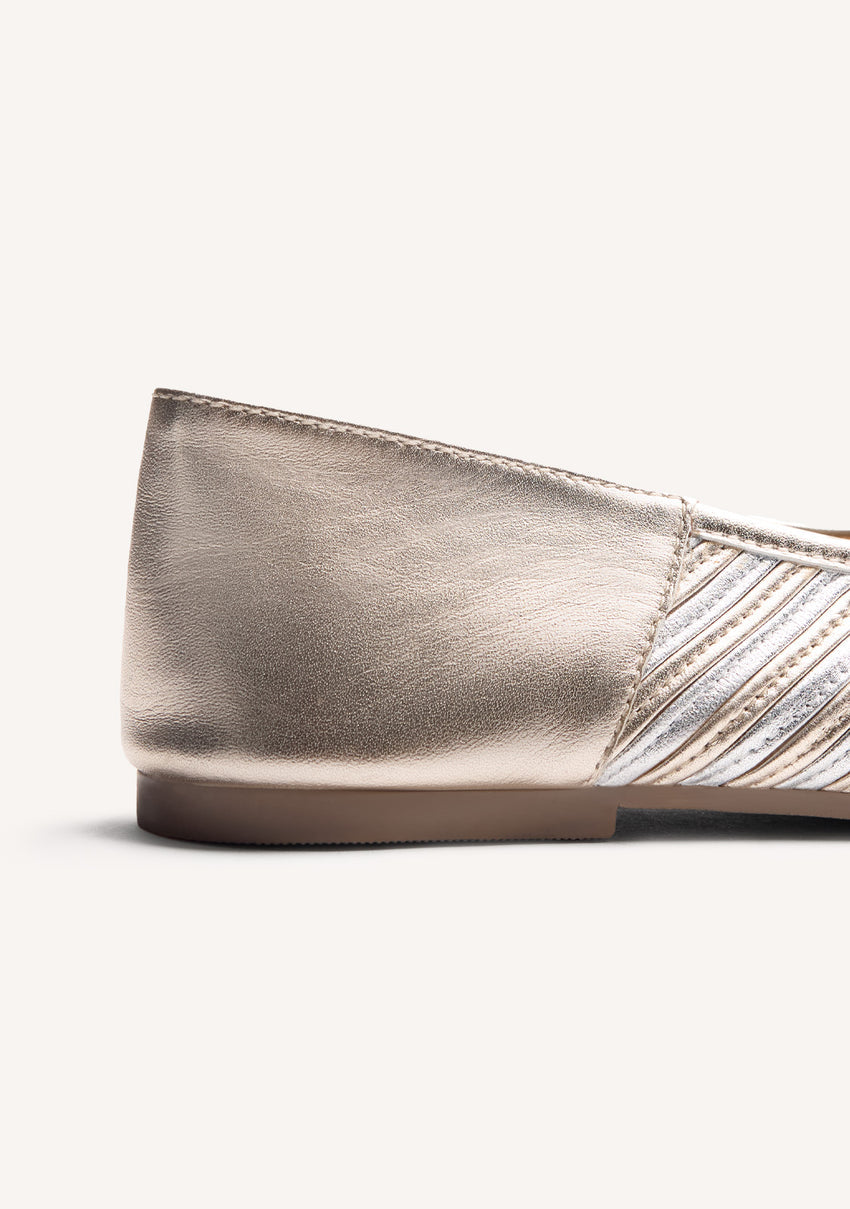 STRIPED LEATHER BALLET FLATS TARINE