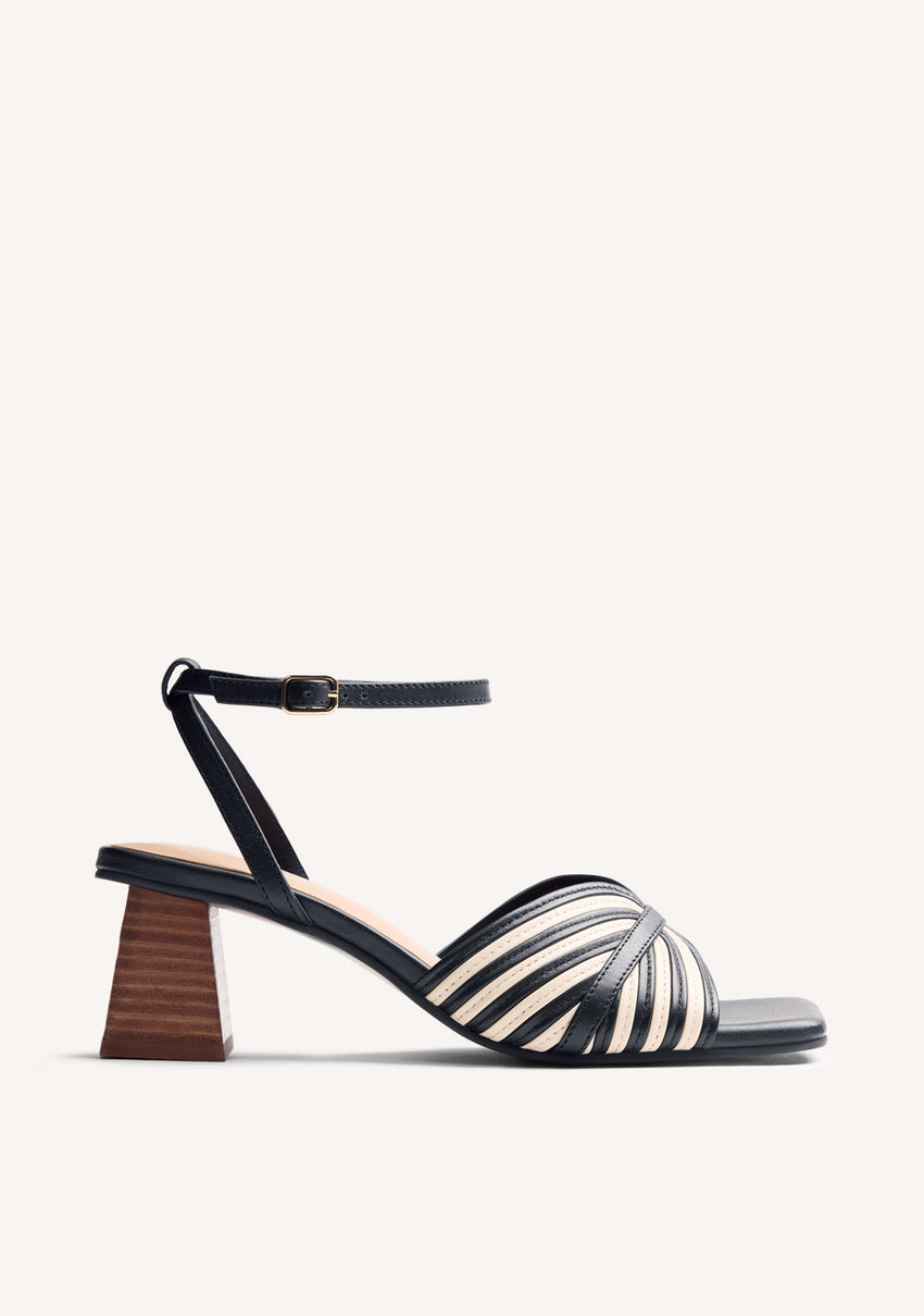 STRIPED LEATHER HEELED SANDALS THORNTON