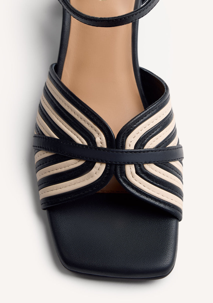 STRIPED LEATHER HEELED SANDALS THORNTON