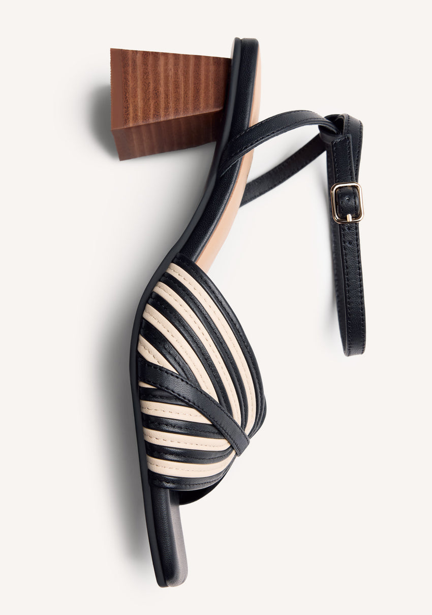 STRIPED LEATHER HEELED SANDALS THORNTON