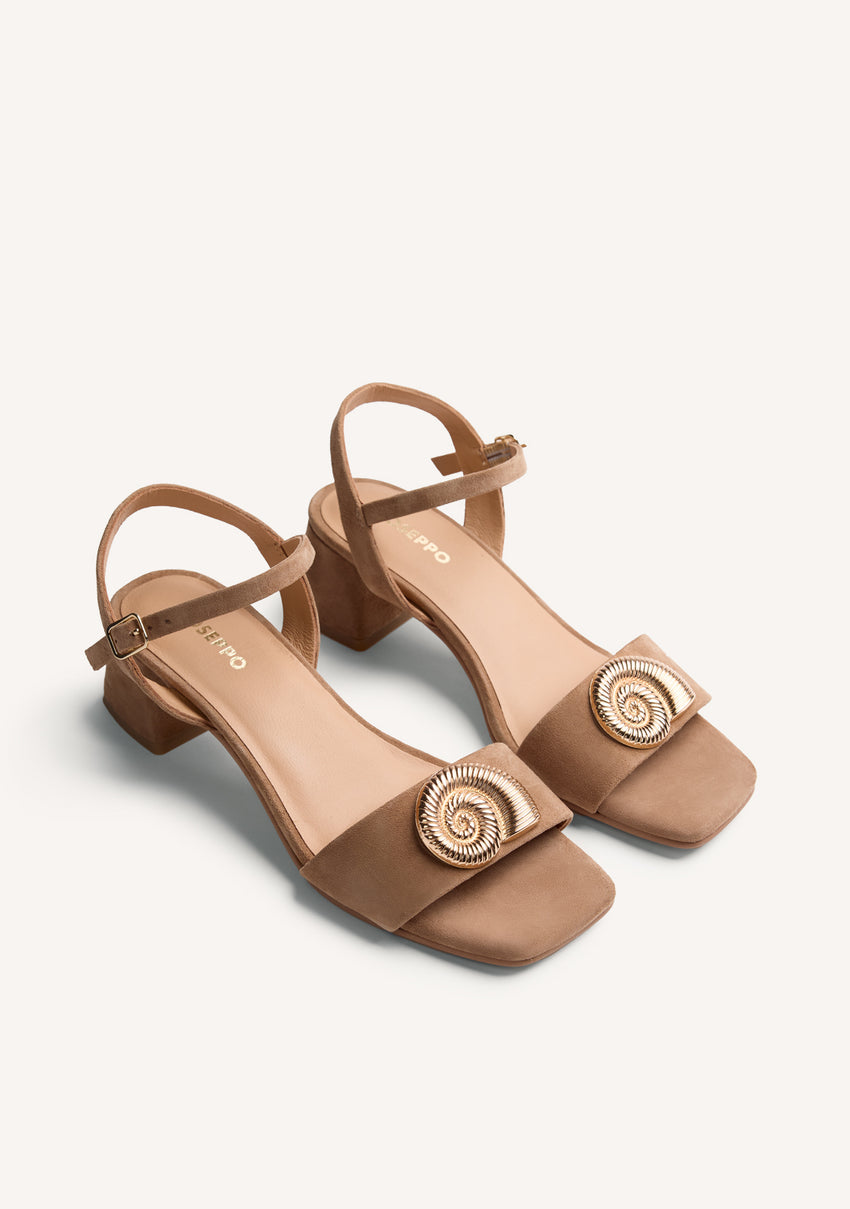 JEWEL LEATHER HEELED SANDALS VERNDALE