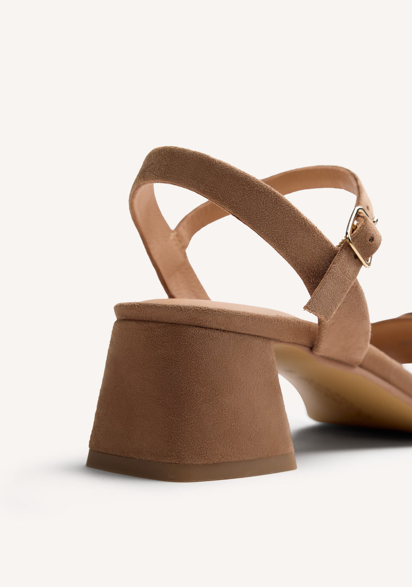 JEWEL LEATHER HEELED SANDALS VERNDALE
