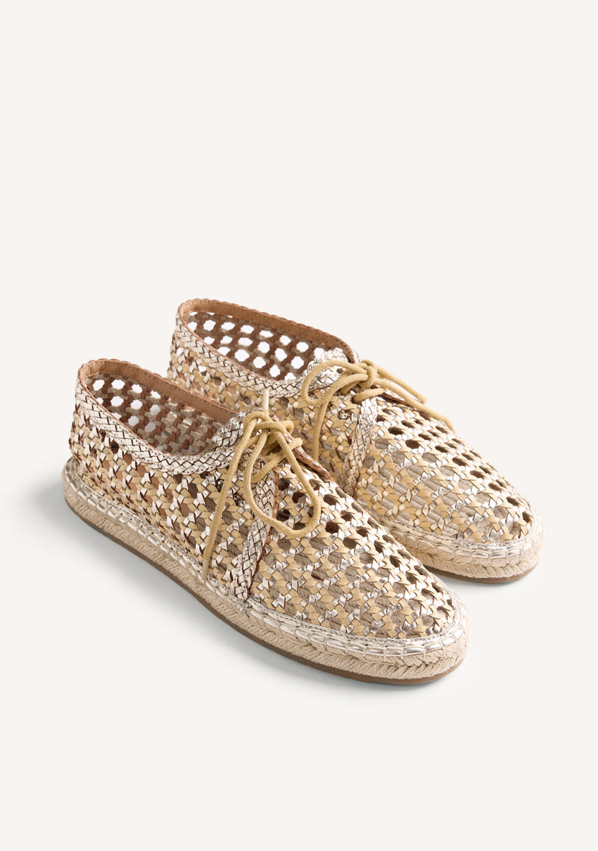 BRAIDED LEATHER FLAT SHOES WAYZATA