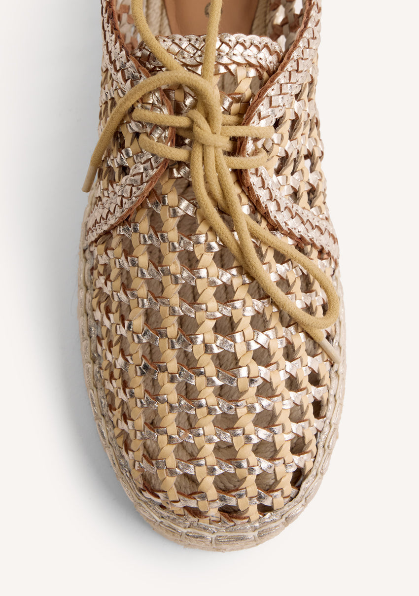 BRAIDED LEATHER FLAT SHOES WAYZATA