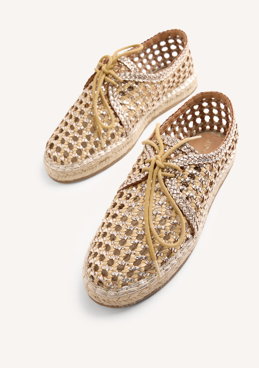 BRAIDED LEATHER FLAT SHOES WAYZATA