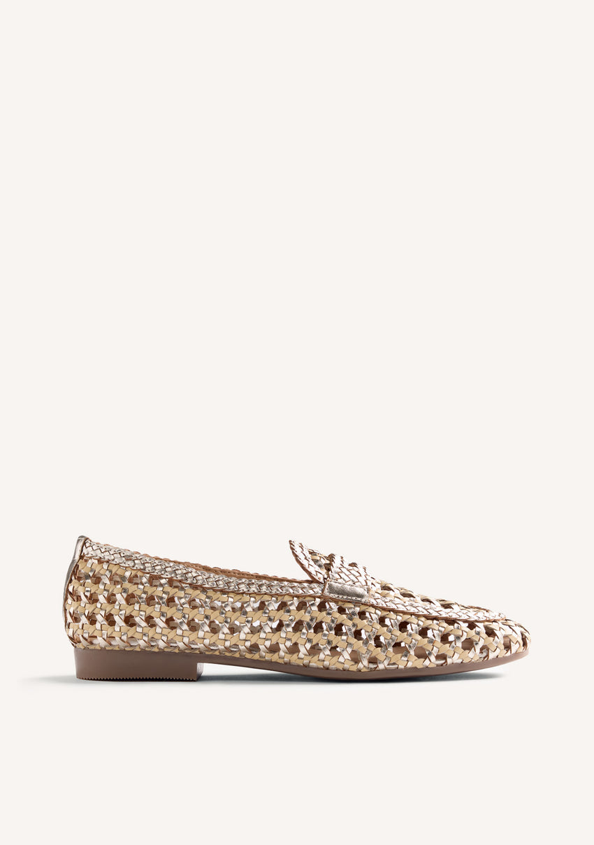 SHINY BRAIDED LEATHER LOAFERS WABASHA