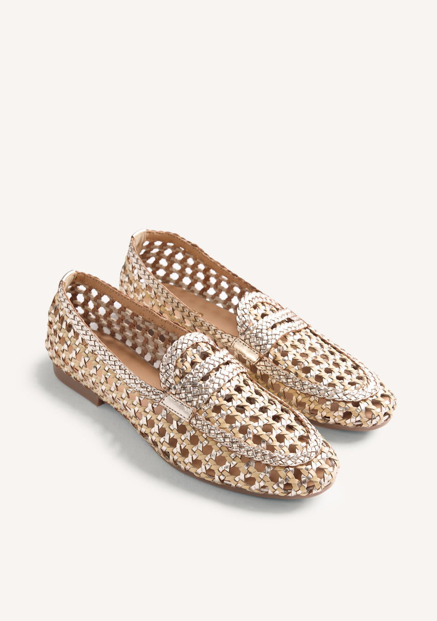 SHINY BRAIDED LEATHER LOAFERS WABASHA