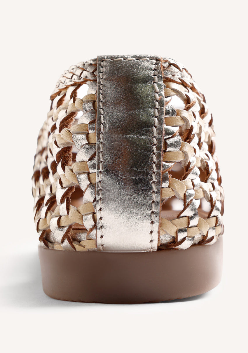 SHINY BRAIDED LEATHER LOAFERS WABASHA