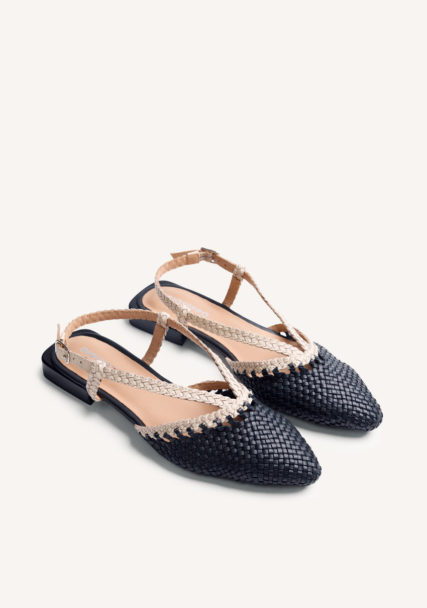 BRAIDED LEATHER SLINGBACK BALLET FLATS KITODI