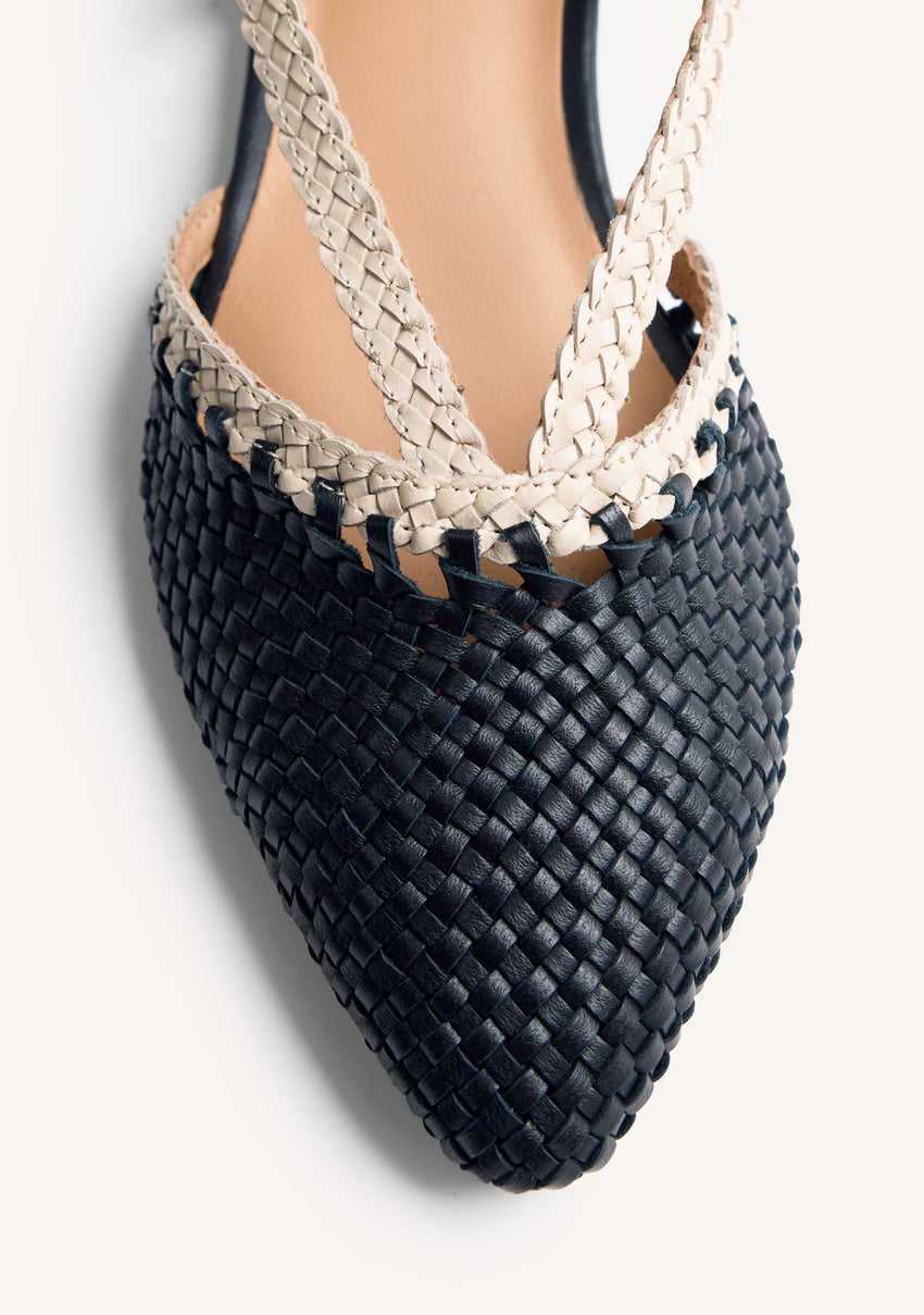 BRAIDED LEATHER SLINGBACK BALLET FLATS KITODI