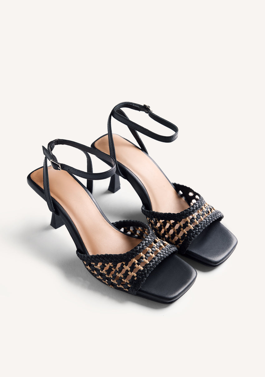 BRAIDED LEATHER HEELED SANDALS KAJIADO