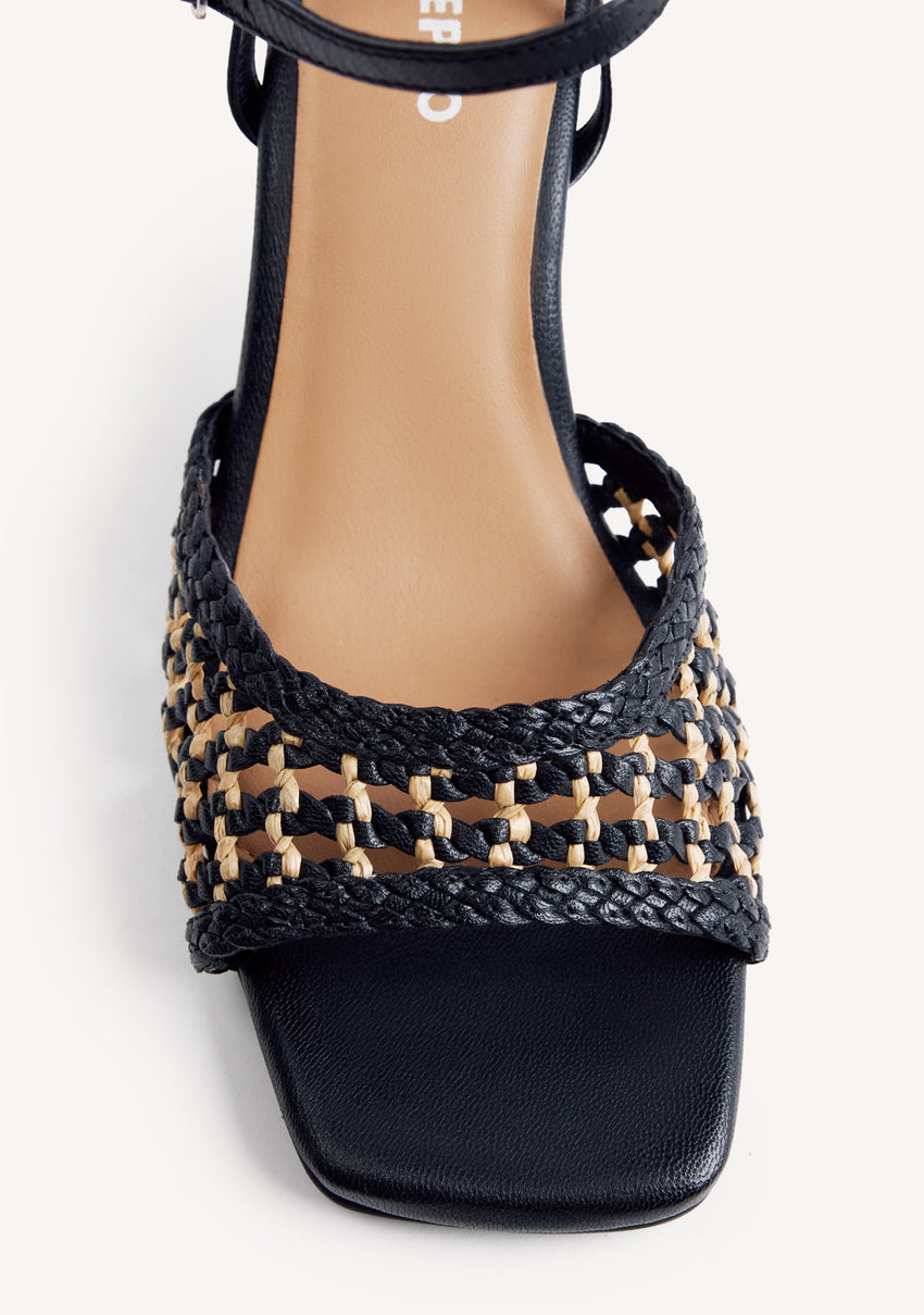 BRAIDED LEATHER HEELED SANDALS KAJIADO