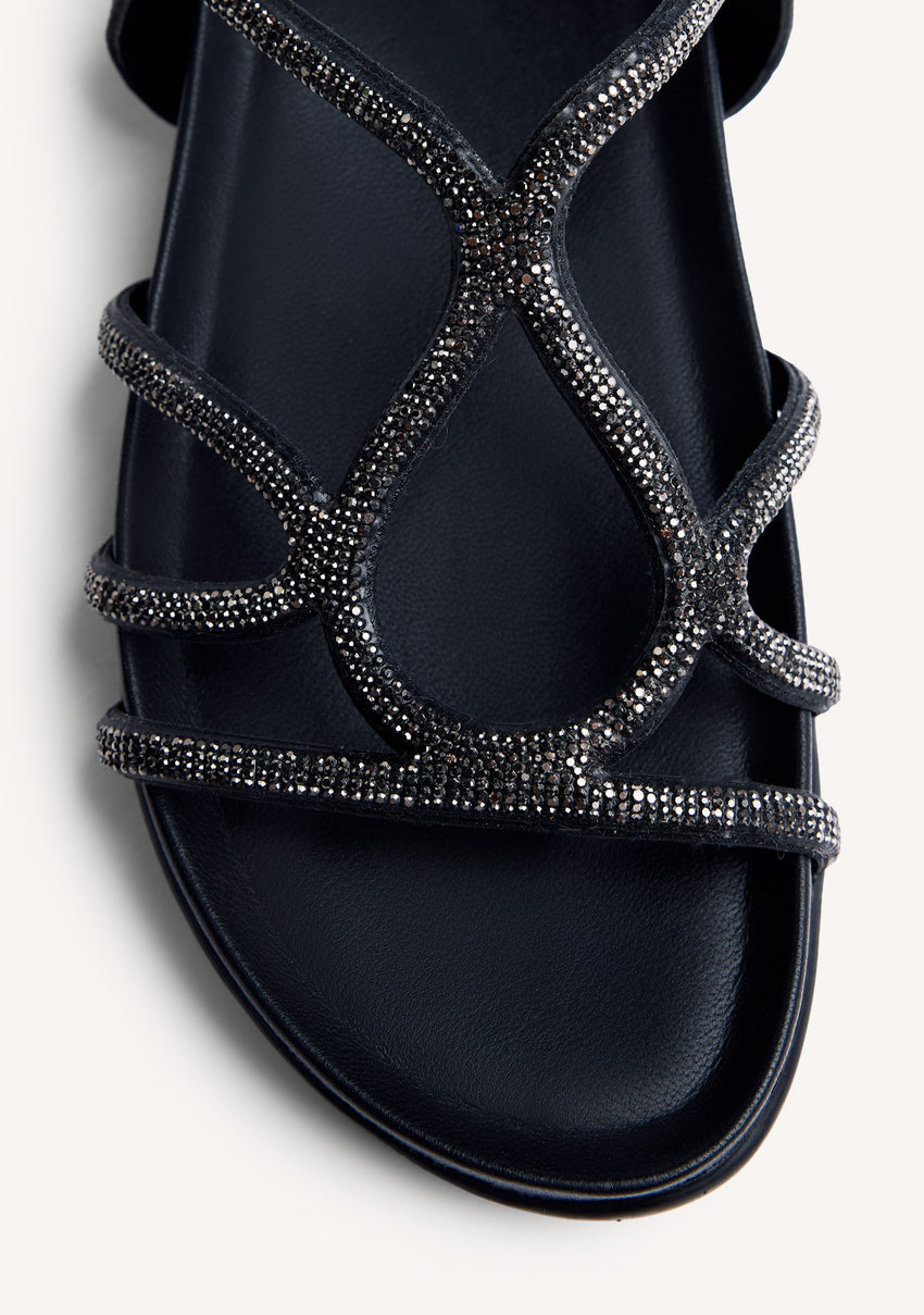 LEATHER RHINESTONE SANDALS EMKOANI