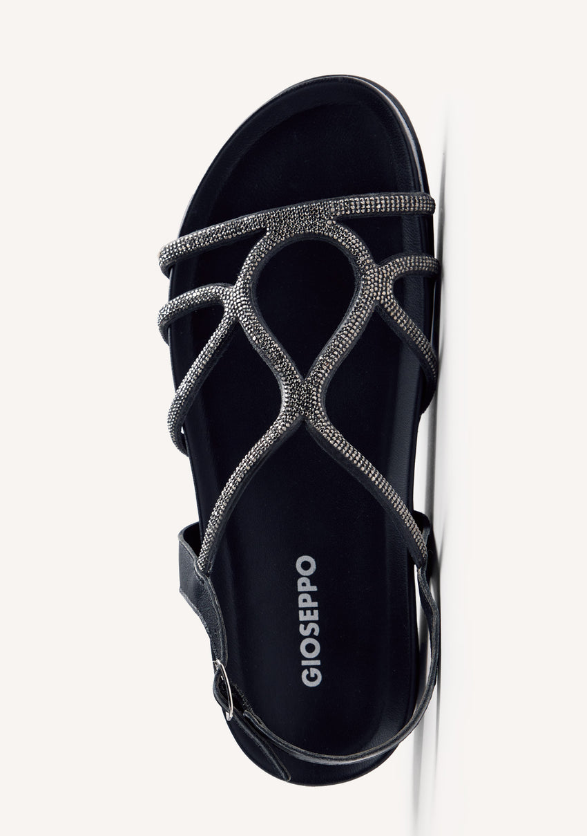 LEATHER RHINESTONE SANDALS EMKOANI