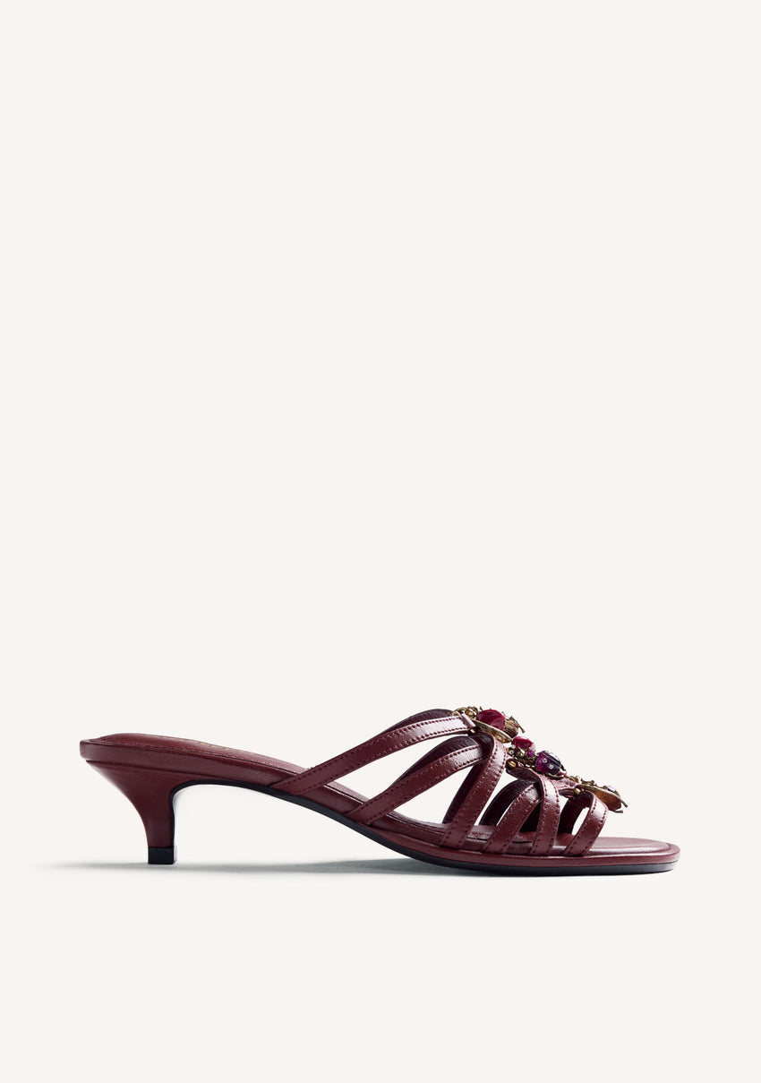 JEWEL LEATHER HEELED MULE SANDALS POULTNEY
