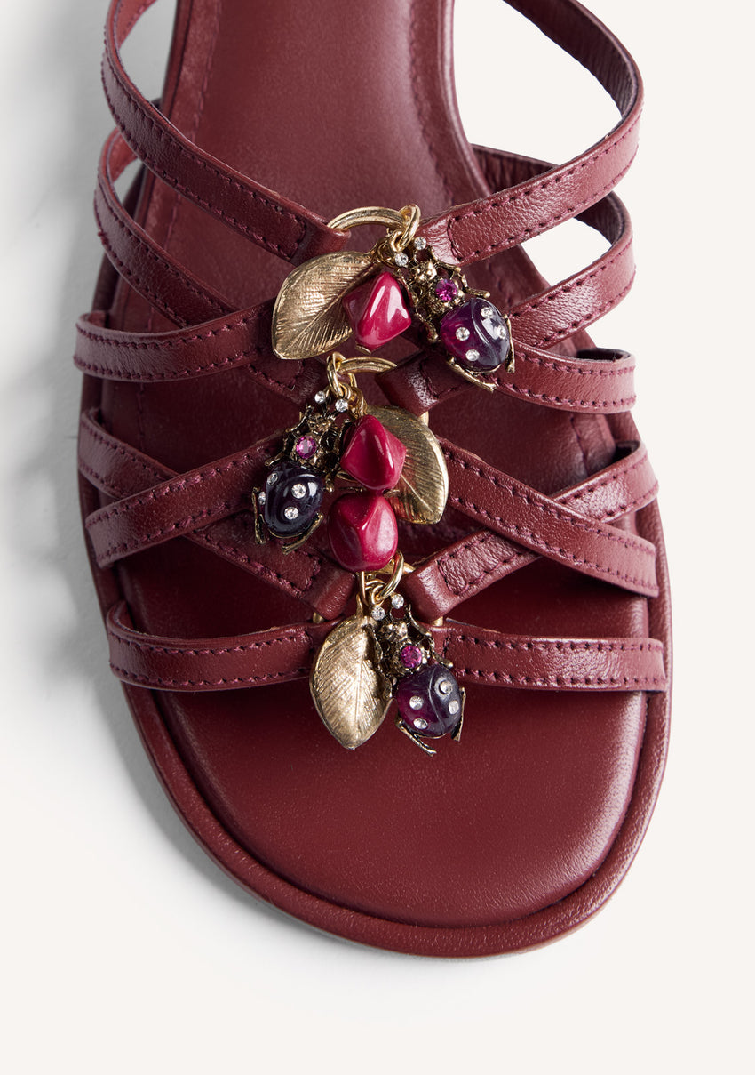 JEWEL LEATHER HEELED MULE SANDALS POULTNEY