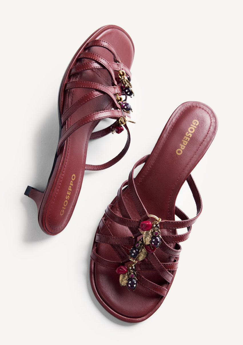 JEWEL LEATHER HEELED MULE SANDALS POULTNEY