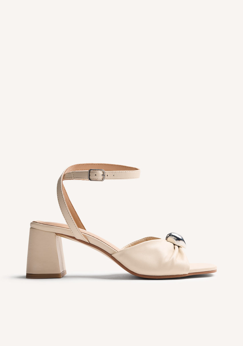 JEWEL LEATHER HEELED SANDALS KABARNET