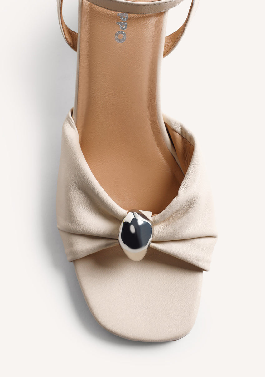 JEWEL LEATHER HEELED SANDALS KABARNET