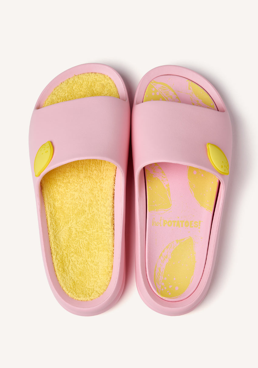 LEMON PRINT SLIDE SANDALS WACONIA