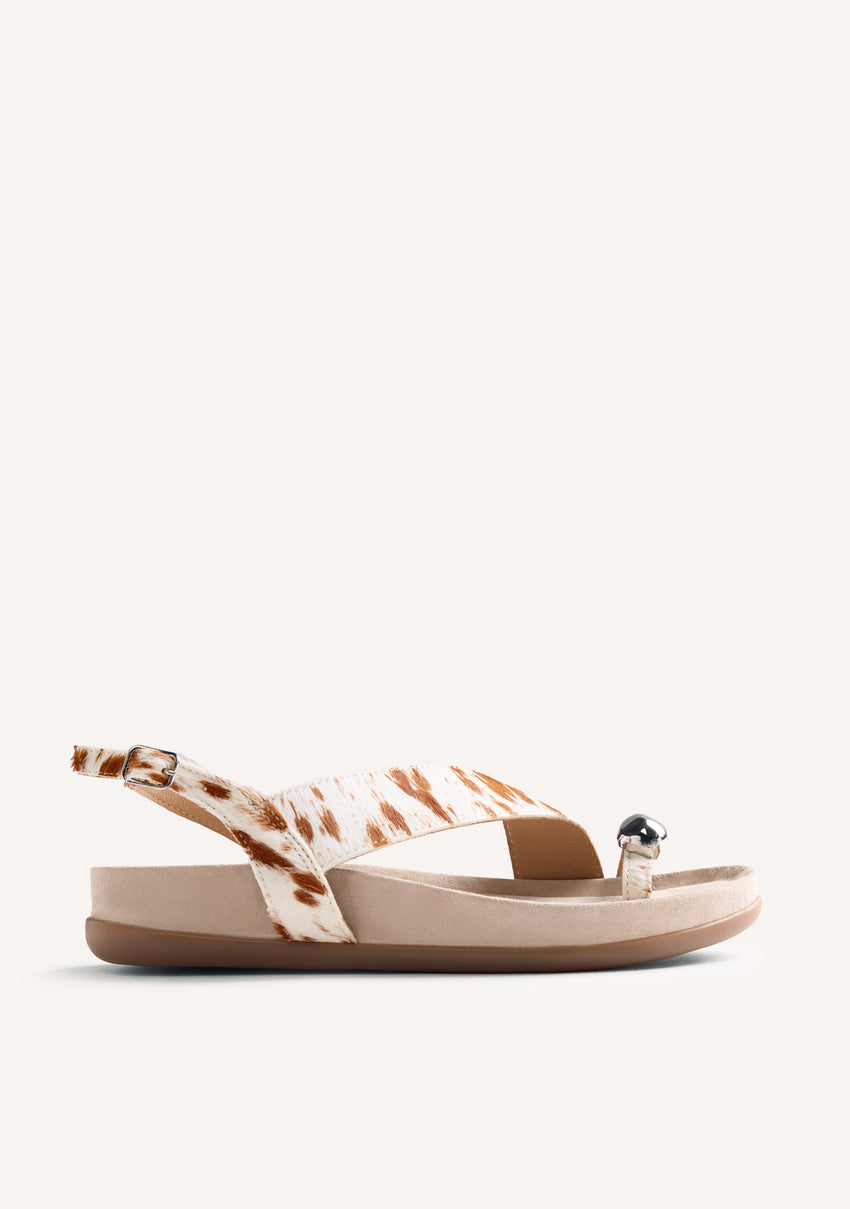 ANIMAL PRINT LEATHER JEWEL SANDALS CHACAS