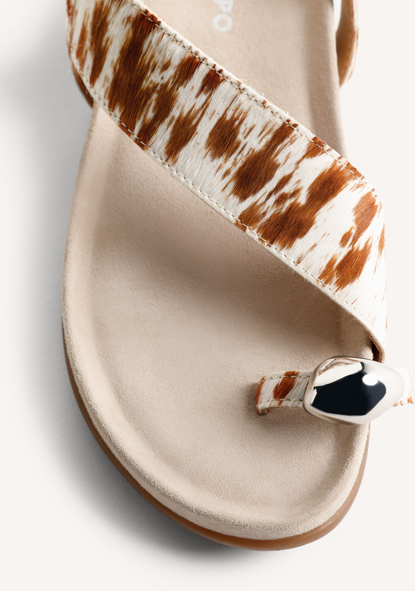 ANIMAL PRINT LEATHER JEWEL SANDALS CHACAS