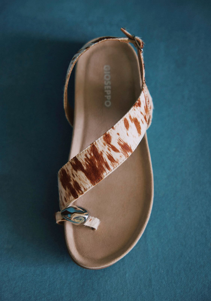 ANIMAL PRINT LEATHER JEWEL SANDALS CHACAS